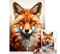 Rompecabezas para Adultos de 1000 Piezas diseño geométrico Abstracto de Zorro Juguete Educativo Obra de Arte Regalo Juego Educativo con póster a Juego y Hoja de Trivia tamaño 50x75cm