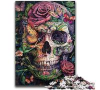 Rompecabezas para Adultos de 1000 Piezas, diseño gótico de Rosa, Calavera y Mariposa, Ideal para ejercitar el Cerebro, Juguetes adictivos para Cultivar la Paciencia, decoración, 26x38cm