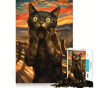 Rompecabezas para Adultos de 1000 Piezas,diseño Grito de Gato,Corte Premium,Juguete Inteligente para el Cerebro,Ideal para divertirse en casa, (50x75cm)