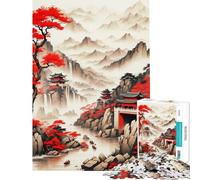 Rompecabezas para Adultos de 1000 Piezas diseño japonés con Vista roja Juegos relajantes para Adultos Que mejoran la Memoria cumpleaños y Navidad (tamaño 38x26cm)