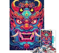 Rompecabezas para Adultos de 1000 Piezas diseño japonés de Oni Yokai neón Juguete antiestrés para Adultos desafío Educativo de Velocidad Manual (tamaño 50x75cm)