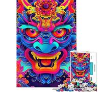 Rompecabezas para Adultos de 1000 Piezas diseño japonés Oni Yokai neón Juego Relajante para la Familia cumpleaños (tamaño 38x26cm)