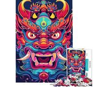 Rompecabezas para Adultos de 1000 Piezas diseño japonés Oni Yokai neón Juegos relajantes de análisis y lógica cumpleaños y Navidad (tamaño 38x26cm)