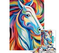 Rompecabezas para Adultos de 1000 Piezas diseño Moderno de Caballo Arte Abstracto Juguetes educativos Juegos Familiares desafío difícil Regalos de Amigo Invisible (tamaño 75x50cm)