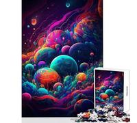 Rompecabezas para Adultos de 1000 Piezas diseño psicodélico Espacial decoración del hogar Juguetes Obras de Arte Regalo Juego Imposible Cada Pieza es única Tamaño: 38x26cm