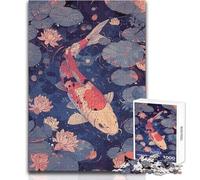 Rompecabezas para Adultos de 1000 Piezas, diseño Retro de pez koi Rosa, Ideal para Aprender, Jugar y Relajarse Regalos para el Amigo Secreto (tamaño 38x52cm)