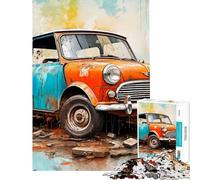 Rompecabezas para Adultos de 1000 Piezas diseño Retro del Mini Cooper Juego práctico para la diversión Familiar cumpleaños y Navidad (tamaño 50x75cm)