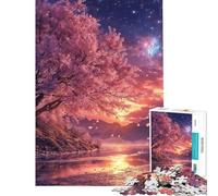 Rompecabezas para Adultos de 1000 Piezas diseño Sakura Sunset Rompecabezas japonés para Adolescentes Juegos de relajación análisis y lógica cumpleaños (tamaño 50x75cm)
