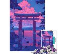 Rompecabezas para Adultos de 1000 Piezas diseño Torii Gate Lofi Rosa Retro Actividades Divertidas en casa para Toda la Familia Juego Educativo para Mayores de 14 años (50x75cm)