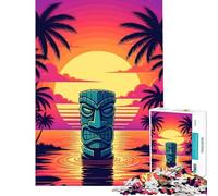 Rompecabezas para Adultos de 1000 Piezas diseño Tropical Tiki al Atardecer Ideal para Juegos educativos desafíos y como Regalo de cumpleaños Tamaño 38x26cm