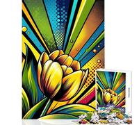 Rompecabezas para Adultos de 1000 Piezas diseño Vibrante de Tulipanes Estilo Pop Art Juegos educativos Ideales para Pasar el Tiempo en casa Juguetes antiestrés para cumpleaños y Navidad (50x75cm)