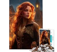 Rompecabezas para Adultos de 1000 Piezas diseño Victoriano Steampunk de Pelirroja Juego de ingenio Juguete Intelectual Regalo de cumpleaños dificultad Alta (tamaño 38x52cm)