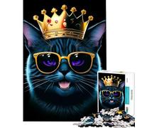Rompecabezas para Adultos de 1000 Piezas Divertido Gato Negro Rey Juego de ingenio Juguete Intelectual Regalo de cumpleaños difícil (tamaño 38x26cm)