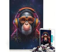 Rompecabezas para Adultos de 1000 Piezas DJ Monkey con Auriculares Juego Imposible antiestrés cumpleaños y Navidad 38x26cm