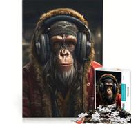 Rompecabezas para Adultos de 1000 Piezas DJ Monkey con Auriculares Juegos Familiares Actividades Divertidas para Hacer en casa Regalo de cumpleaños 38x52cm