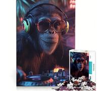 Rompecabezas para Adultos de 1000 Piezas DJ Monkey Jungle Party Family Games Análisis y lógica para Mejorar el Amor Entre Parejas 38x26cm