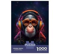 Rompecabezas para Adultos De 1000 Piezas DJ Monkey with Headphones Rompecabezas para Adultos Juegos Familiares Montaje De Patrones Cumpleaños Y Navidad 70x50cm/1000pcs