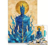Rompecabezas para Adultos de 1000 Piezas, Djinn de Llama Azul, Arte del Desierto, Juegos relajantes, desafío difícil, fortalece el Amor Entre Parejas 38x52cm