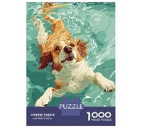 Rompecabezas para Adultos De 1000 Piezas Dog Swimming in Turquoise Water Rompecabezas para Adultos Juego De Ingenio Juego Divertido Y Humorístico Juego Desafiante Regalos 52x38cm/1000pcs
