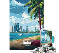 Rompecabezas para Adultos de 1000 Piezas Doha Qatar ︰ Playa y Horizonte para Juego Educativo Juguete de desafío Juego de ingenio Regalo de cumpleaños (tamaño 38x26cm)
