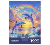 Rompecabezas para Adultos De 1000 Piezas Dolphins Jumping Rainbow Sunset Rompecabezas para Adultos Juego De Ingenio Regalo De Cumpleaños Desafío Educativo 70x50cm/1000pcs