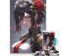 Rompecabezas para Adultos de 1000 Piezas: Doncella de Anime con Rosa, Juegos relajantes, decoración del hogar, Regalos de cumpleaños 50x75cm