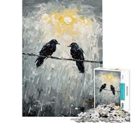 Rompecabezas para Adultos de 1000 Piezas Dos Cuervos en un Alambre Juego práctico Una Obra de Arte cumpleaños y Navidad (Tamaño 38x26cm)