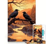 Rompecabezas para Adultos de 1000 Piezas, Dos Cuervos Negros, Corte Premium, Divertido, lógico, Juguete, fácil de Usar, decoración navideña para la Pared (38x26cm)