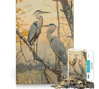 Rompecabezas para Adultos de 1000 Piezas Dos garzas en una Rama Cuadro de Corte preciso Juguete de Juego cognitivo Tiempo de Juego Relajante Decoración navideña para la Pared (50x75cm)