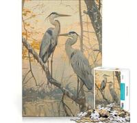 Rompecabezas para Adultos de 1000 Piezas Dos garzas en una Rama Juego Familiar Interesante para Reducir el estrés Colección de Artistas Bellas Artes 38x26cm