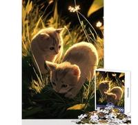 Rompecabezas para Adultos de 1000 Piezas Dos Gatitos en la Hierba Alta Rompecabezas de 1000 Piezas Juegos educativos Excelentes Regalos y Juguetes Carrera de Velocidad Manual (50x75cm)