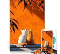 Rompecabezas para Adultos de 1000 Piezas Dos Gatos en una Pared, Arte de Bordes precisos, Juguete Creativo, Juego para Pasar un rato Agradable, Pieza de Arte navideña (38x26cm)