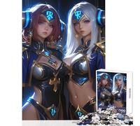 Rompecabezas para Adultos de 1000 Piezas Dos guerreras Anime Chica Juegos decoración del hogar Juguetes Gran Regalo Juego Familiar Mejora el Amor Entre Parejas tamaño 38x52cm