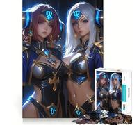 Rompecabezas para Adultos de 1000 Piezas Dos guerreras de Anime, Chicas Gamers, Arte de Corte preciso, Juguete de Juego cognitivo, Tiempo de Juego Relajante, Arte de Pared navideño (38x52cm)