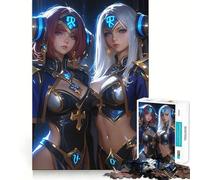 Rompecabezas para Adultos de 1000 Piezas Dos guerreras, Estilo Anime, para Juegos, con Bordes precisos, diseño Creativo, Juguete para un rato Agradable, Ideal para Navidad (50x75cm)