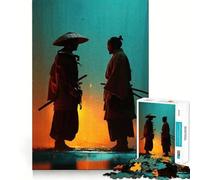 Rompecabezas para Adultos de 1000 Piezas Dos Guerreros samuráis se enfrentan Arte de Bordes precisos Juego Que estimula la Mente Juego Tranquilo Regalo de cumpleaños Arte (38x52cm)