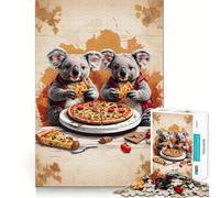 Rompecabezas para Adultos de 1000 Piezas Dos Koalas Comiendo Pizza Juego de Ajuste preciso Juguete Inteligente para el Cerebro Tiempo Libre Regalo de cumpleaños para la Mente (38x26cm)