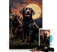 Rompecabezas para Adultos de 1000 Piezas Dos labradores de Noche, diseño de Bordes Finos, Juego cognitivo, Juguete Relajante, decoración navideña para Pared (38x52cm)