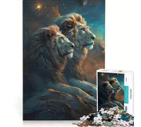 Rompecabezas para Adultos de 1000 Piezas Dos Leones Mirando Las Estrellas Juego Relajante Regalo de cumpleaños o Navidad 38x26cm