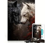 Rompecabezas para Adultos de 1000 Piezas Dos Lobos luchando, articulaciones Suaves, Divertido Juego de concentración Mental, Juego Casual, Regalo de cumpleaños (50x75cm)