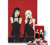 Rompecabezas para Adultos de 1000 Piezas Dos Mujeres vestidas de Rojo y Negro Juego de ingenio para divertirse en Familia para Fortalecer el Amor Entre Parejas 38x26cm