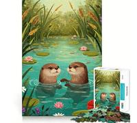 Rompecabezas para Adultos de 1000 Piezas Dos nutrias en un Estanque Juego de Ajuste preciso Juguete Inteligente para ejercitar la Mente Tiempo Libre Regalo Ideal para cumpleaños (50x75cm)