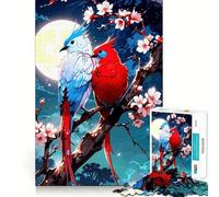 Rompecabezas para Adultos de 1000 Piezas Dos pájaros en una Rama florecida Arte de Bordes precisos Juego Que estimula la Mente Juego Tranquilo Regalo de cumpleaños Arte (38x52cm)