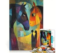 Rompecabezas para Adultos de 1000 Piezas Dos Personas y Caballos de pie Juegos Familiares interacción Entre Padres e Hijos Lista de Deseos con Papá Noel 50x75cm