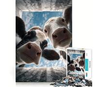 Rompecabezas para Adultos de 1000 Piezas Dos Vacas Mirando hacia Abajo, diseño de Bordes Finos, Juego cognitivo, Juguete Relajante, decoración navideña para la Pared (38x52cm)