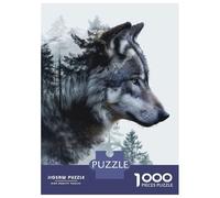 Rompecabezas para Adultos De 1000 Piezas Double Exposure Wolf Rompecabezas para Adultos Juguetes Antiestrés para La Diversión Familiar Desafío Educativo 70x50cm/1000pcs