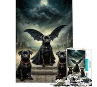 Rompecabezas para Adultos de 1000 Piezas Drácula y Pug Juego práctico e Intelectual Regalos para Hombres y Mujeres Ideal para aliviar el estrés (tamaño 38x52cm)