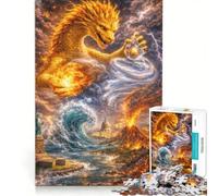 Rompecabezas para Adultos de 1000 Piezas Dragón Amarillo Alquimia Divina EE UU Juego de ingenio para divertirse en Familia para Fortalecer el Amor en Pareja 50x75cm