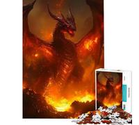 Rompecabezas para Adultos de 1000 Piezas Dragón Arcano Anillo de Fuego Juegos Relajantes Desafío de Inteligencia Cerebral Juguetes Adictivos Regalos de Cumpleaños para Diversión Familiar 38x26cm