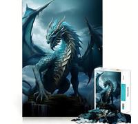 Rompecabezas para Adultos de 1000 Piezas Dragón Azul Anciano del Agua,Arte de Corte Fino,Diversión para Resolver Problemas,Tiempo de Juego Acogedor,Decoración Navideña para Pared 50x75cm